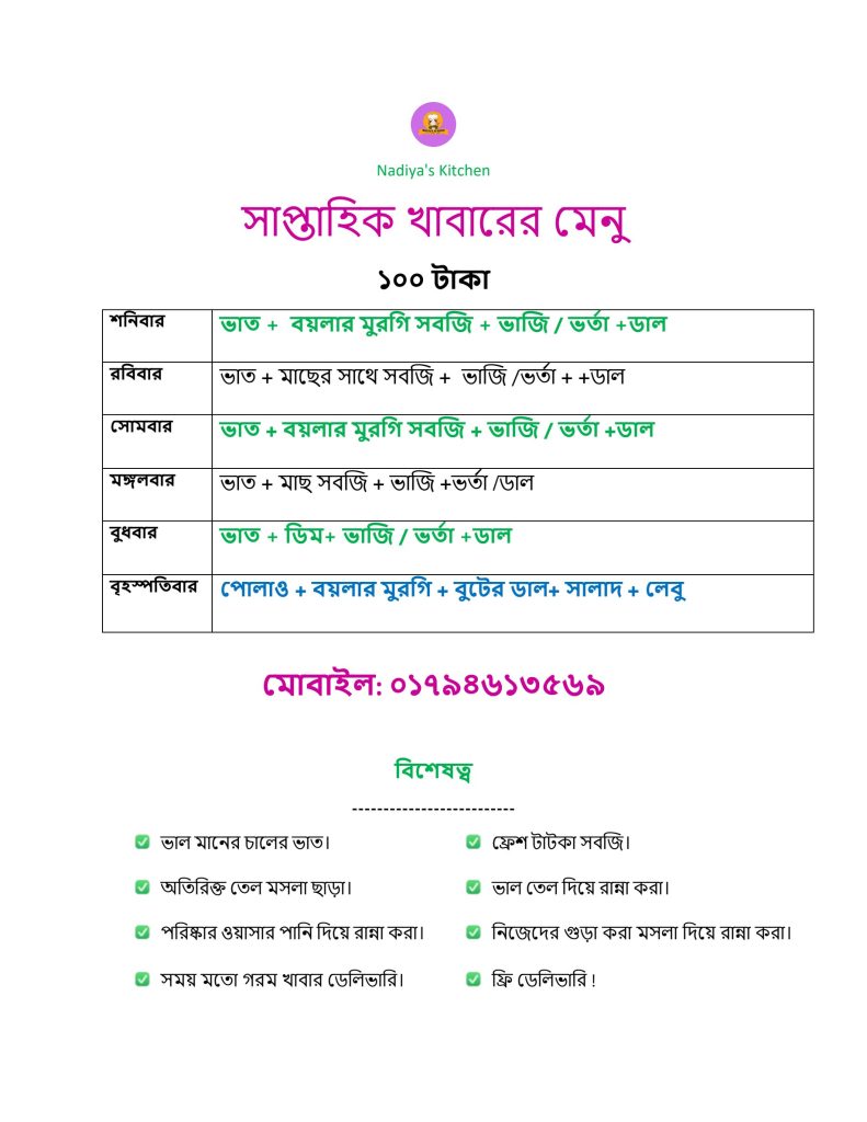Homemade food menu by Nadiya's kitchen